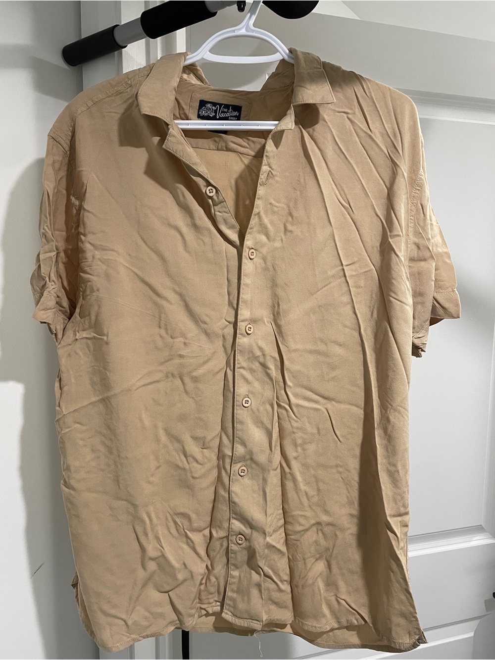 Bluenotes Casual Short-Sleeve Button-Down Shirt in Tan